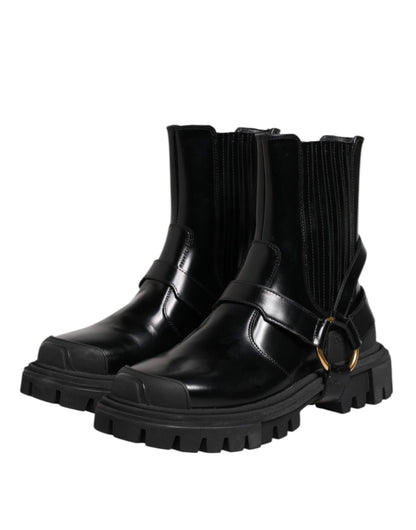 Dolce &amp; Gabbana Schwarze Chelsea-Stiefel aus Leder für Herren