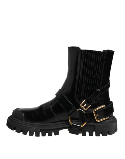 Dolce &amp; Gabbana Schwarze Chelsea-Stiefel aus Leder für Herren