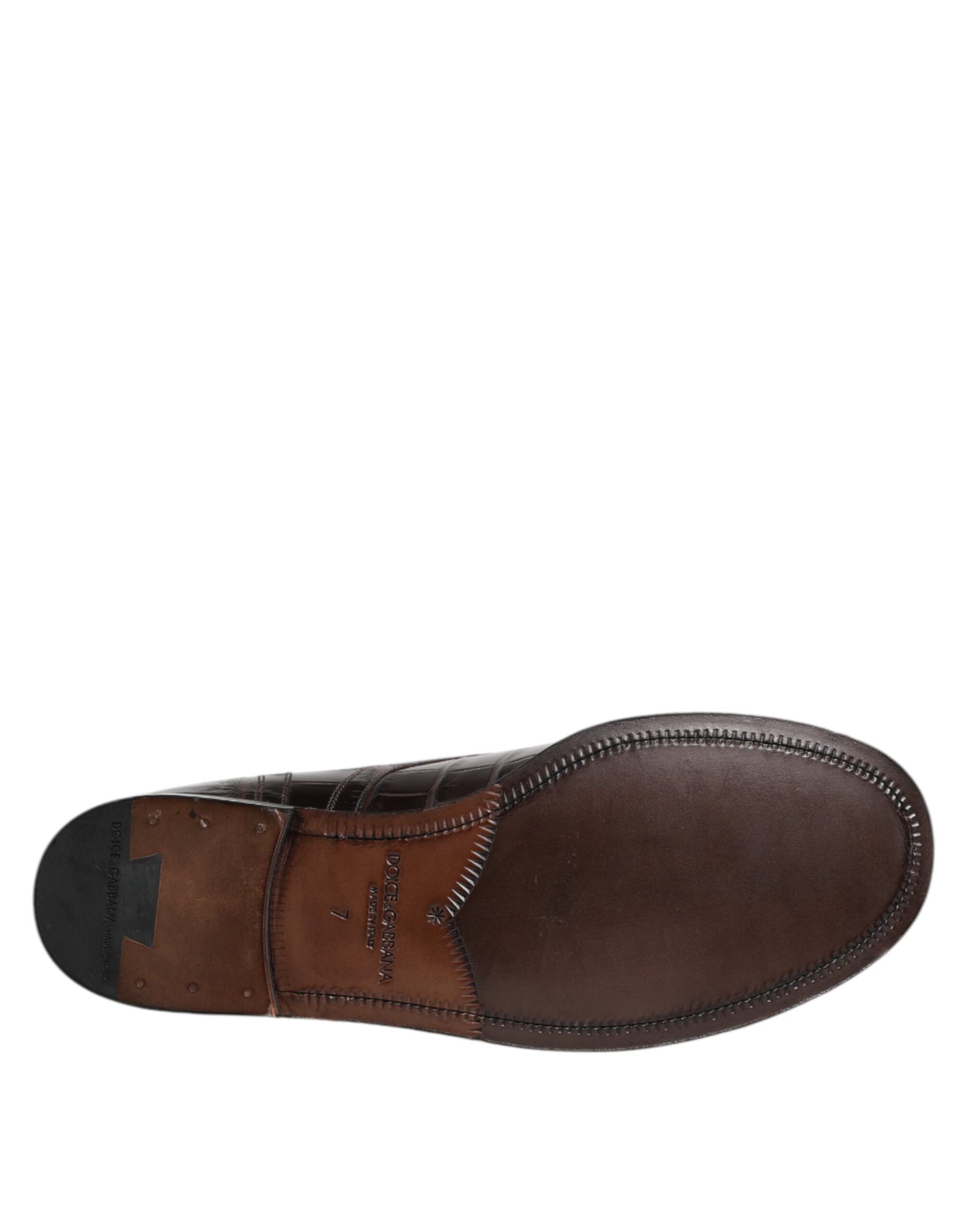 حذاء دولتشي آند غابانا قصير برباط من الجلد باللون البني الداكن