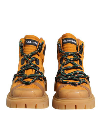 Dolce &amp; Gabbana – Orangefarbene Trekking-Stiefeletten mit Schnürung