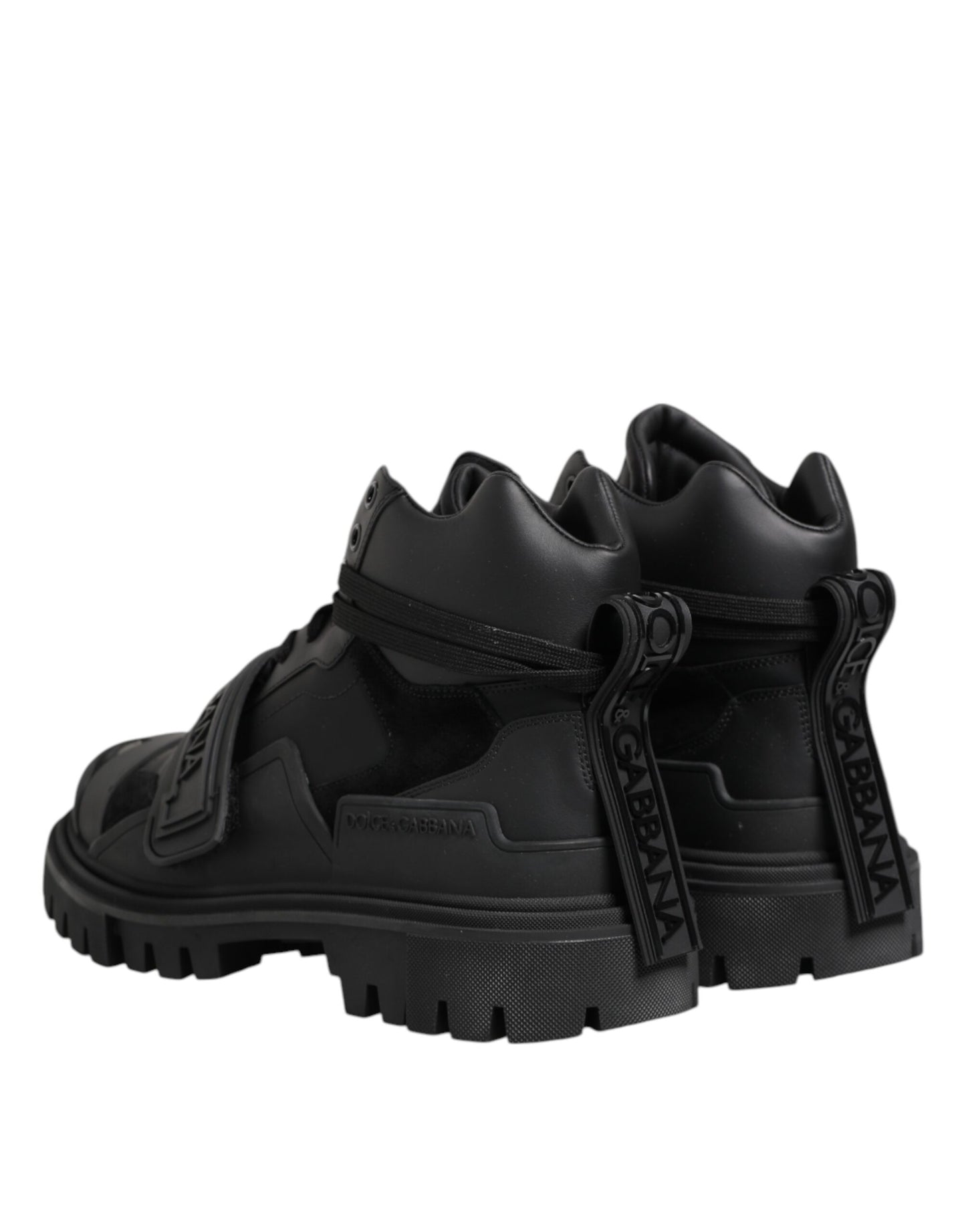 Dolce & Gabbana Black Leather Trekking Sneakers Boots Shoes