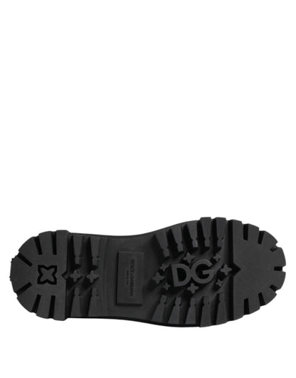 Dolce & Gabbana Black Leather Trekking Sneakers Boots Shoes