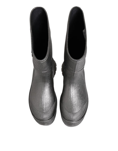 Dolce &amp; Gabbana Metallic Silber Pull On Regenstiefel Schuhe