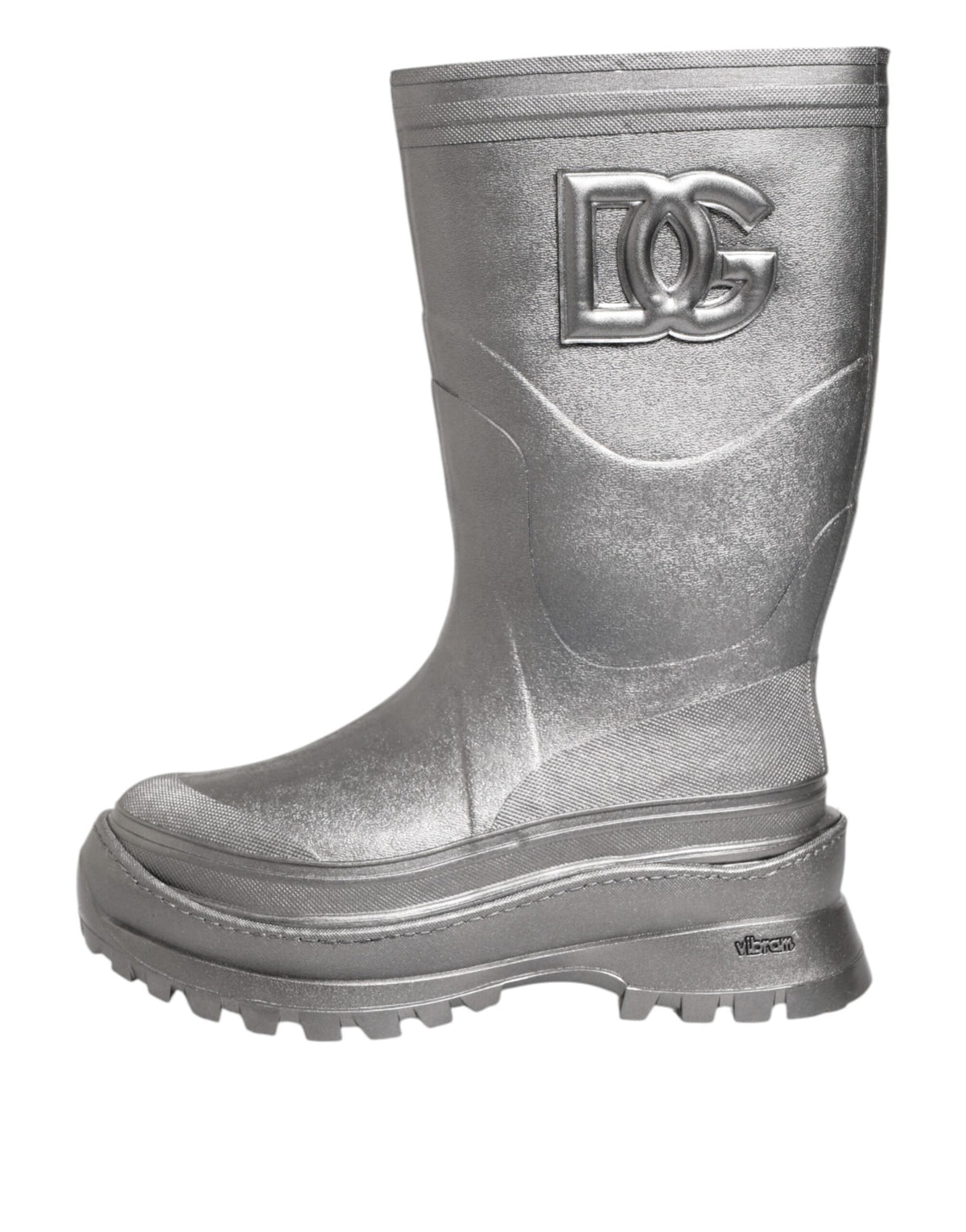 Dolce &amp; Gabbana Metallic Silber Pull On Regenstiefel Schuhe