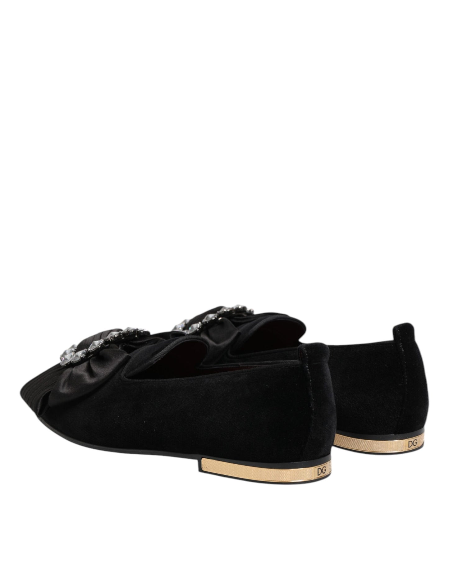 Dolce &amp; Gabbana – Schwarze VATICANO-Slipper mit Kristallband