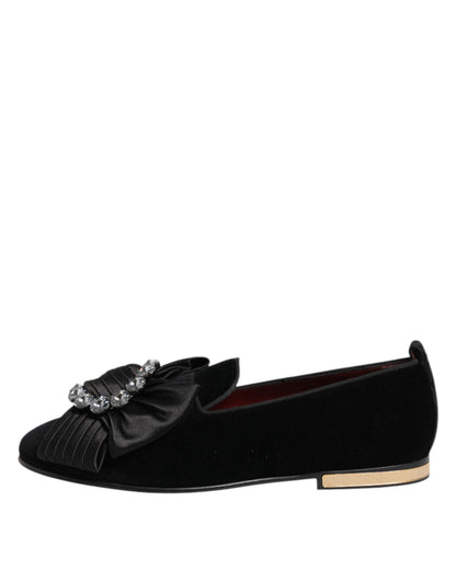 Dolce &amp; Gabbana – Schwarze VATICANO-Slipper mit Kristallband