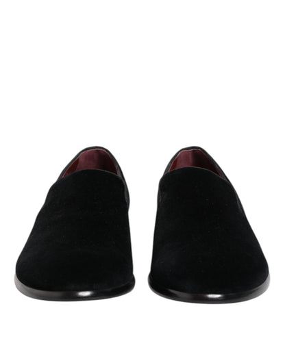 حذاء دولتشي آند غابانا المخملي الأسود الرسمي للرجال