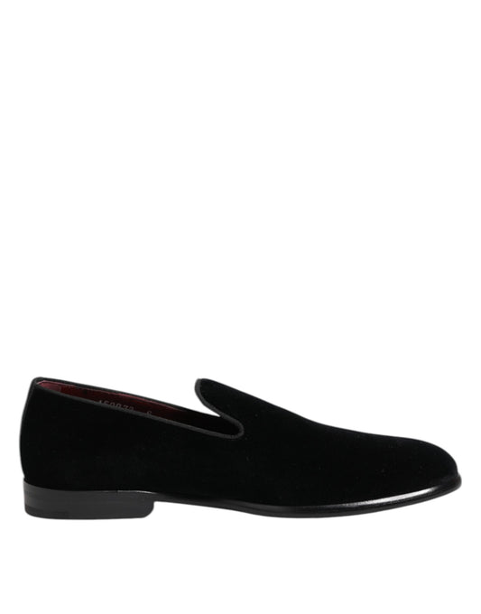 Dolce &amp; Gabbana – Schwarze Loafer aus Samt für formelle Herren