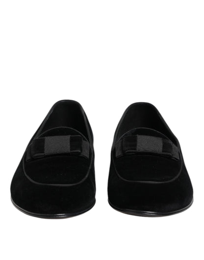 Dolce &amp; Gabbana – Schwarze Loafer aus Samt für formelle Herren