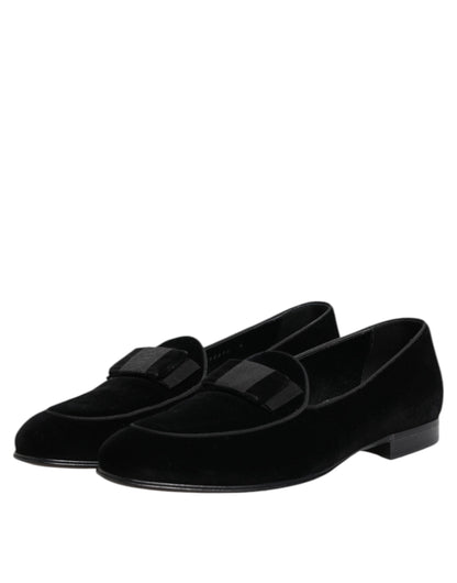 Dolce &amp; Gabbana – Schwarze Loafer aus Samt für formelle Herren