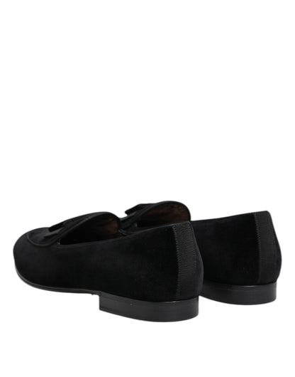 Dolce &amp; Gabbana – Schwarze Loafer aus Samt für formelle Herren
