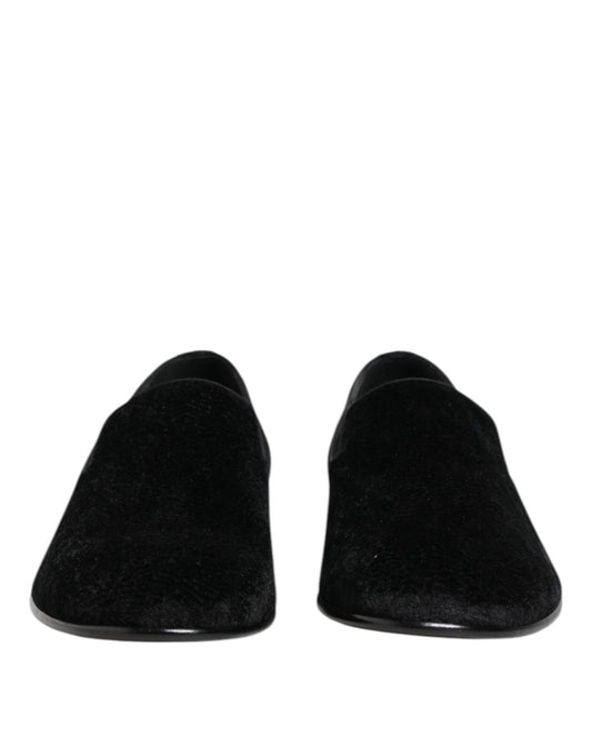 Dolce &amp; Gabbana Schwarze Jacquard-Loafer, formelle Herrenschuhe