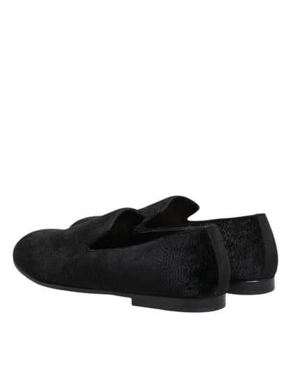 Dolce &amp; Gabbana Schwarze Jacquard-Loafer, formelle Herrenschuhe