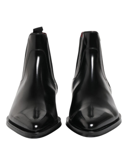 Dolce & Gabbana Black Leather MILLENIALS Mid Calf Boots Shoes