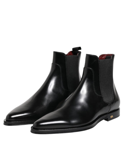 Dolce & Gabbana Black Leather MILLENIALS Mid Calf Boots Shoes