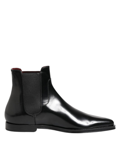 Dolce & Gabbana Black Leather MILLENIALS Mid Calf Boots Shoes