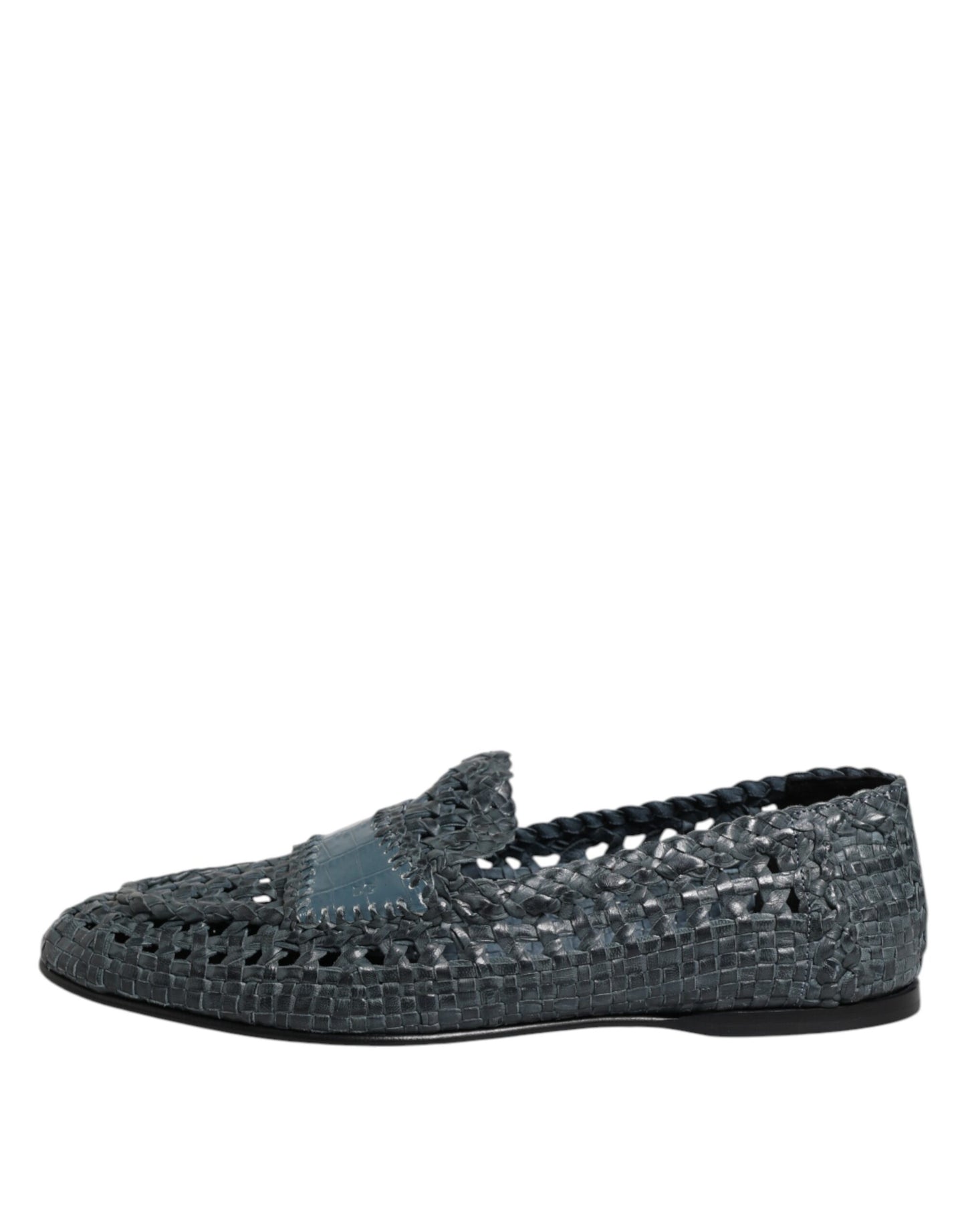 Dolce &amp; Gabbana – Blaue Slipper-Schuhe aus gewebtem Bast