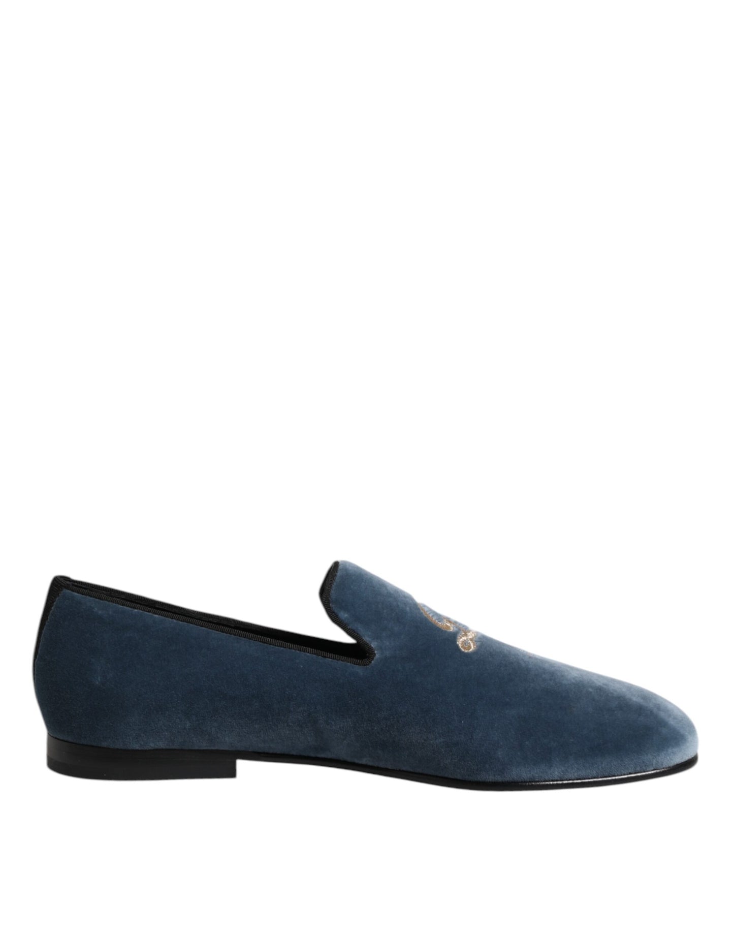Dolce &amp; Gabbana – Blaue Loafer aus Samt mit DG-Logo, formelle Schuhe