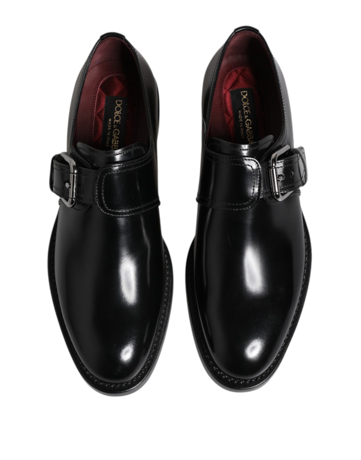 Dolce &amp; Gabbana – Formelle Derby-Schuhe aus schwarzem Leder mit Monkstrap