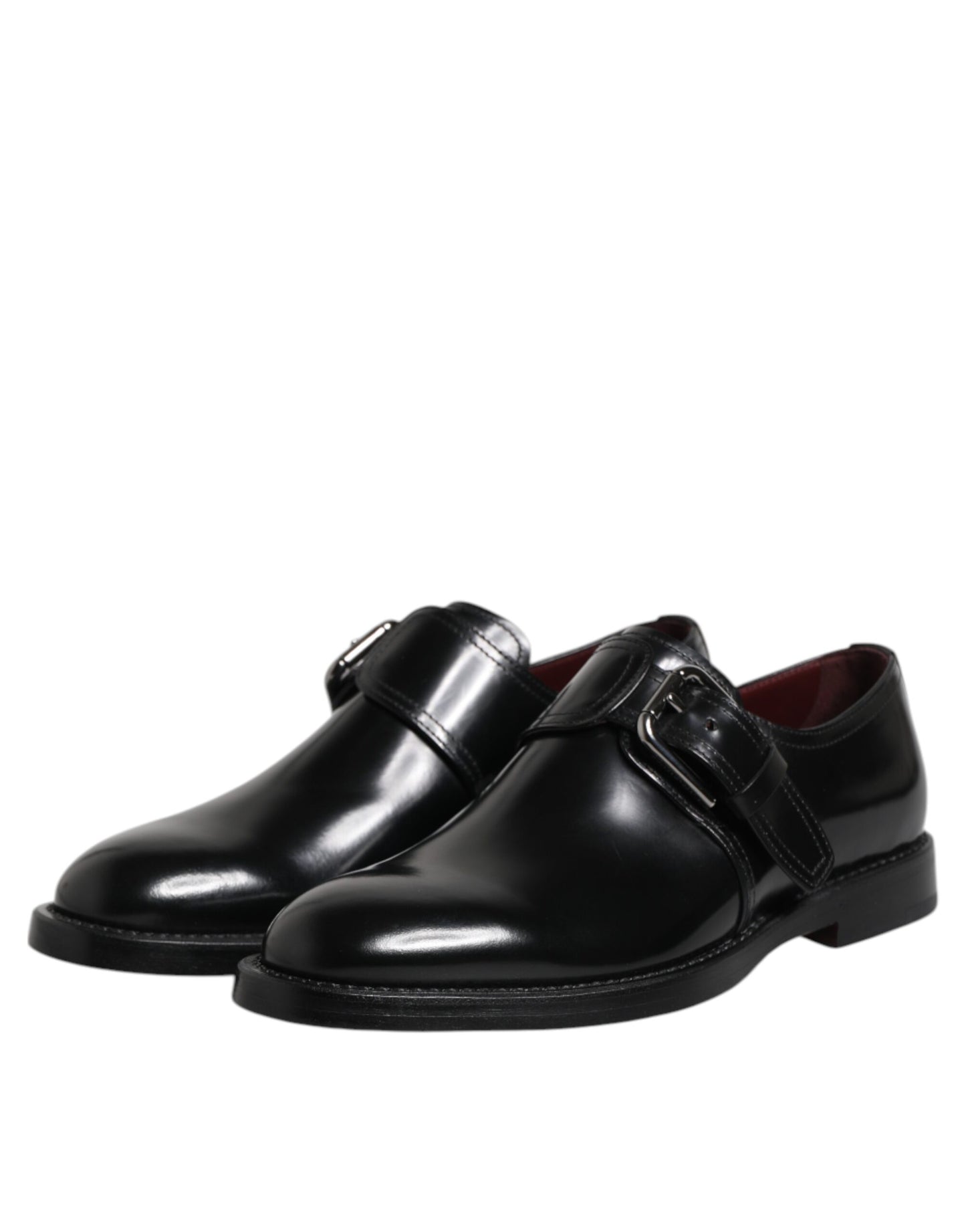 Dolce &amp; Gabbana – Formelle Derby-Schuhe aus schwarzem Leder mit Monkstrap