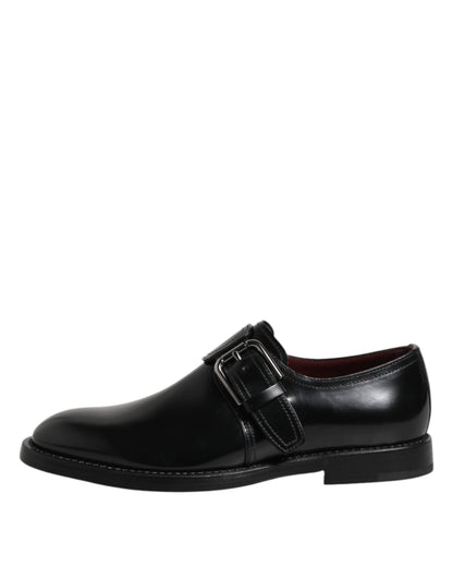 Dolce &amp; Gabbana – Formelle Derby-Schuhe aus schwarzem Leder mit Monkstrap