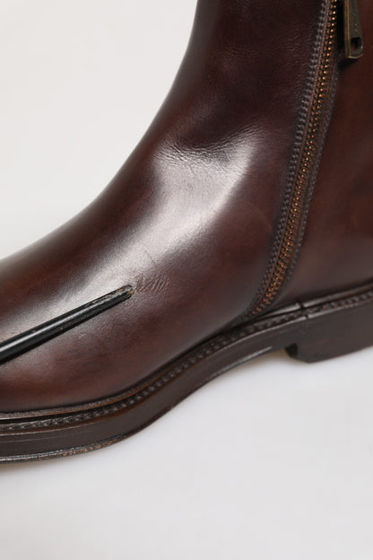 Dolce &amp; Gabbana – Chelsea-Stiefel aus Leder in Braun mit halbhohem Schaft