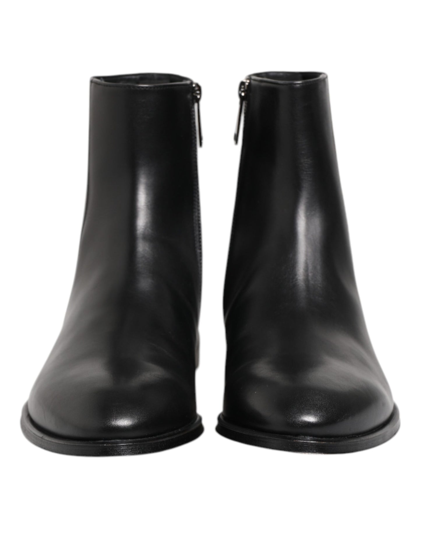 Dolce & Gabbana Black Leather Mid Calf Men Boots Shoes