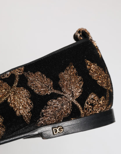 حذاء رجالي من دولتشي آند غابانا أسود مطرز بالورود