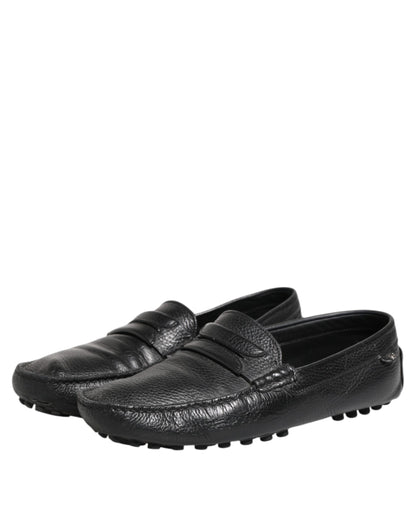Dolce &amp; Gabbana – Mokassin-Loafer aus schwarzem Leder zum Hineinschlüpfen