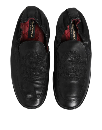 Dolce &amp; Gabbana – Schwarze Slipper aus Leder für Herren, flach