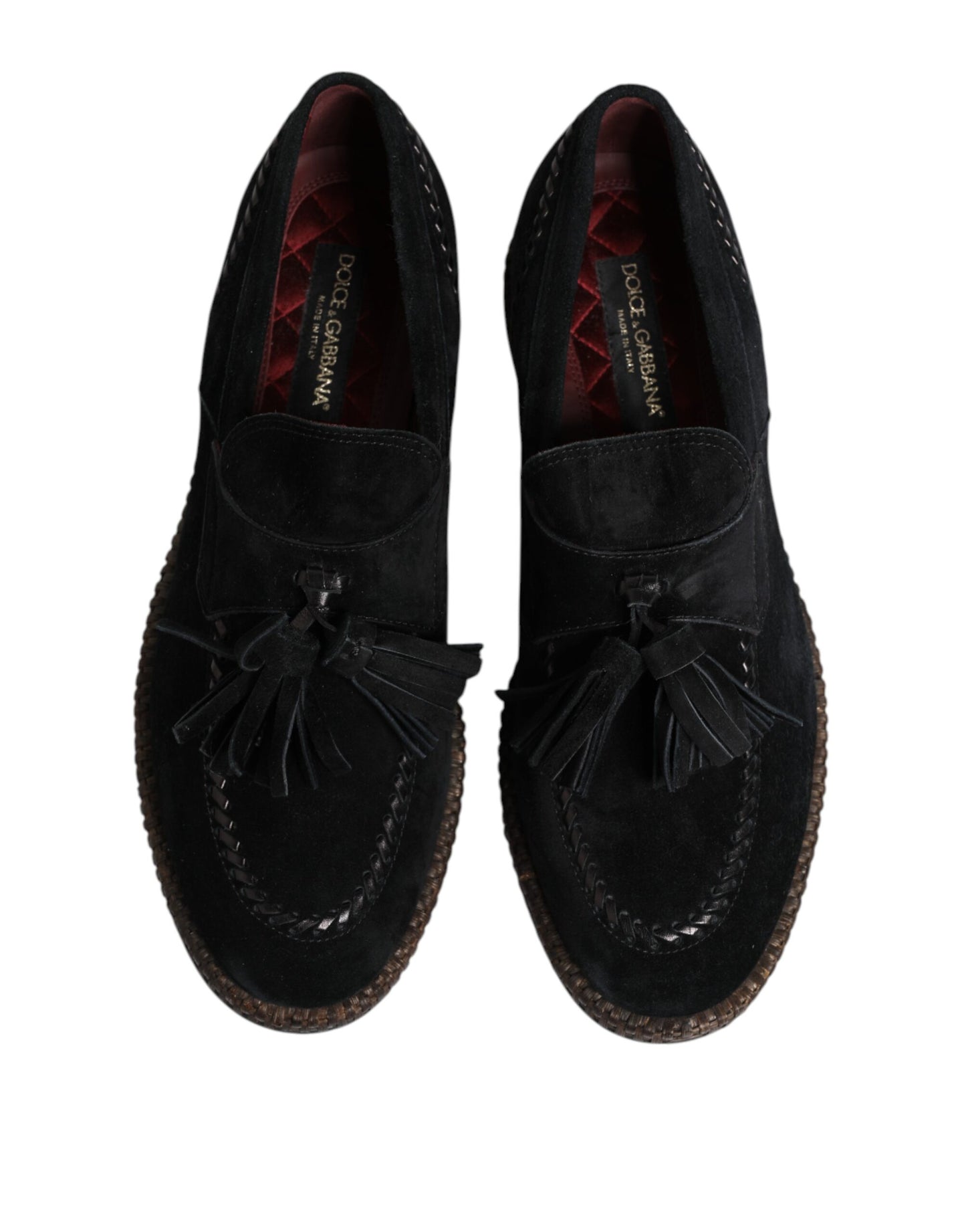 Dolce &amp; Gabbana – Loafer aus schwarzem Wildleder mit Quastenverzierung