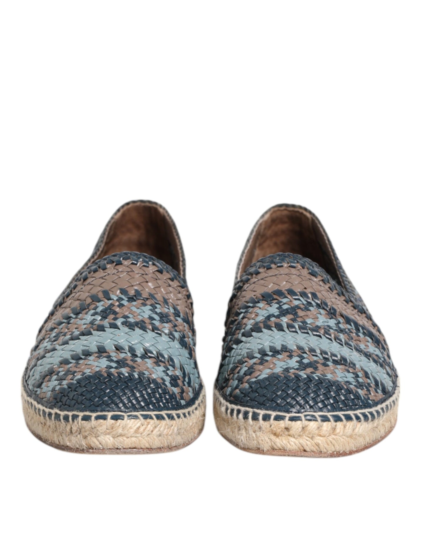 Dolce &amp; Gabbana Blaugraue Espadrilles aus gewebtem Buffalo-Leder