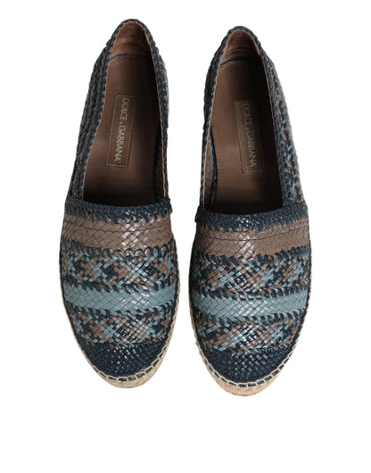 Dolce &amp; Gabbana Blaugraue Espadrilles aus gewebtem Buffalo-Leder