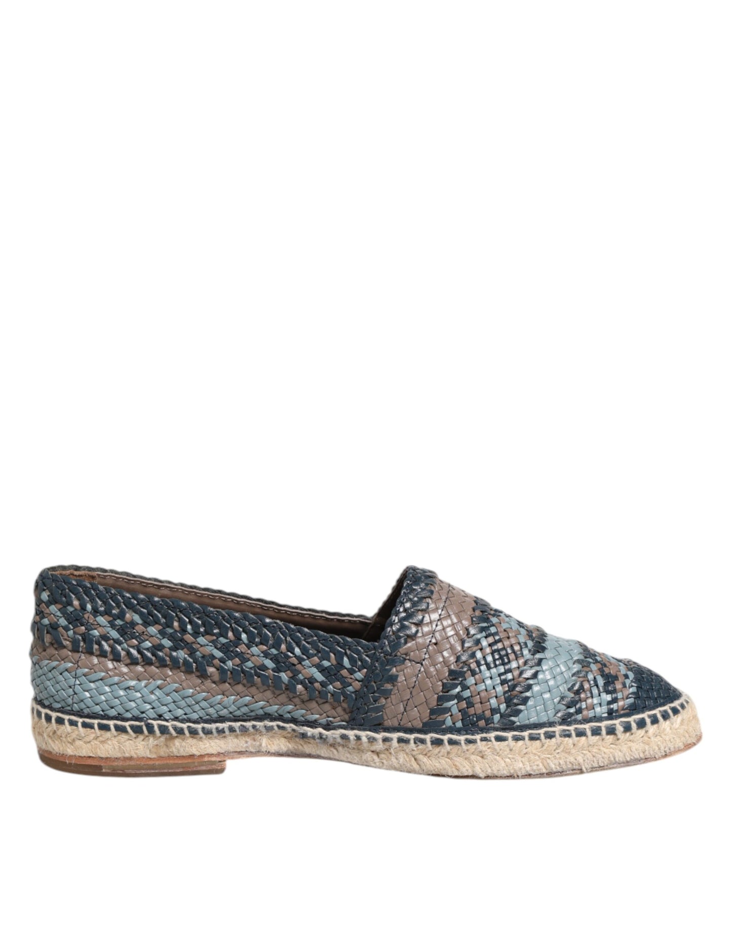 Dolce &amp; Gabbana Blaugraue Espadrilles aus gewebtem Buffalo-Leder