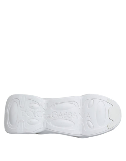 Dolce &amp; Gabbana Weiß Silber Slip On Wave Socken Sneakers Schuhe