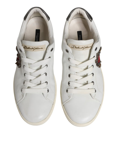 Dolce &amp; Gabbana Weiß Silber Sacred Heart Männer Sneakers Schuhe