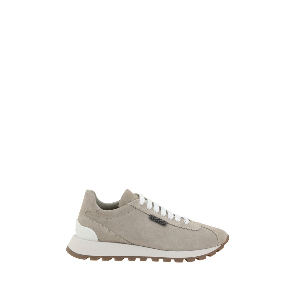 Brunello Cucinelli Beige Gummisohlen-Plateau-Sneakers