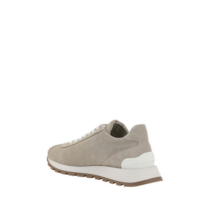 Brunello Cucinelli Beige Gummisohlen-Plateau-Sneakers