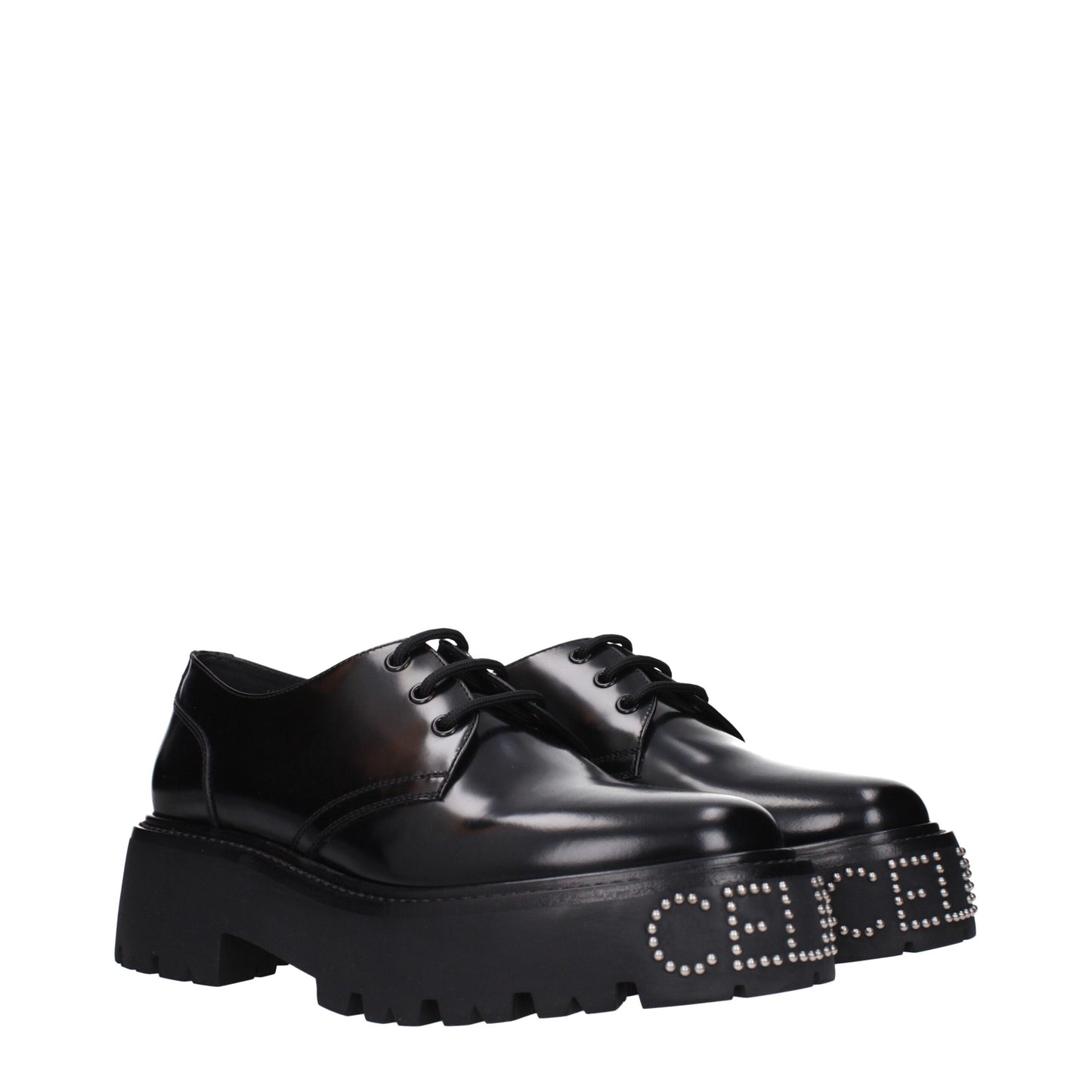 Celine Black Leather Oxfords And Derbies