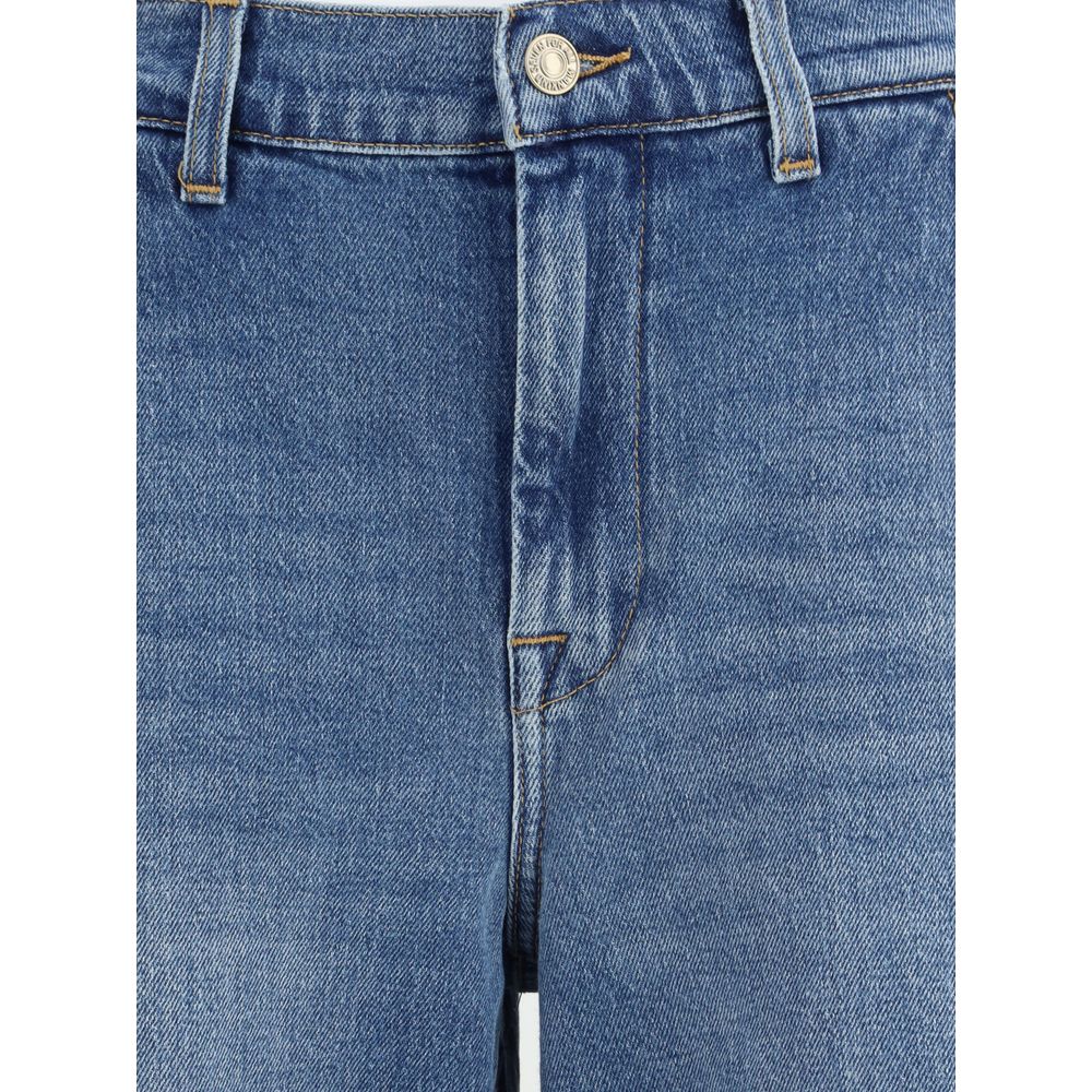 7FOR Light Blue Cotton Relaxed Fit Jeans