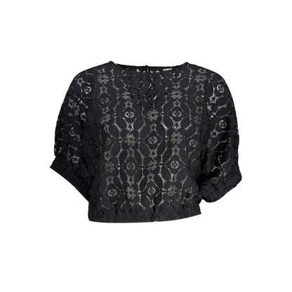 Desigual „Schwarze Polyester-Damenbluse mit kontrastierendem Gummibund“