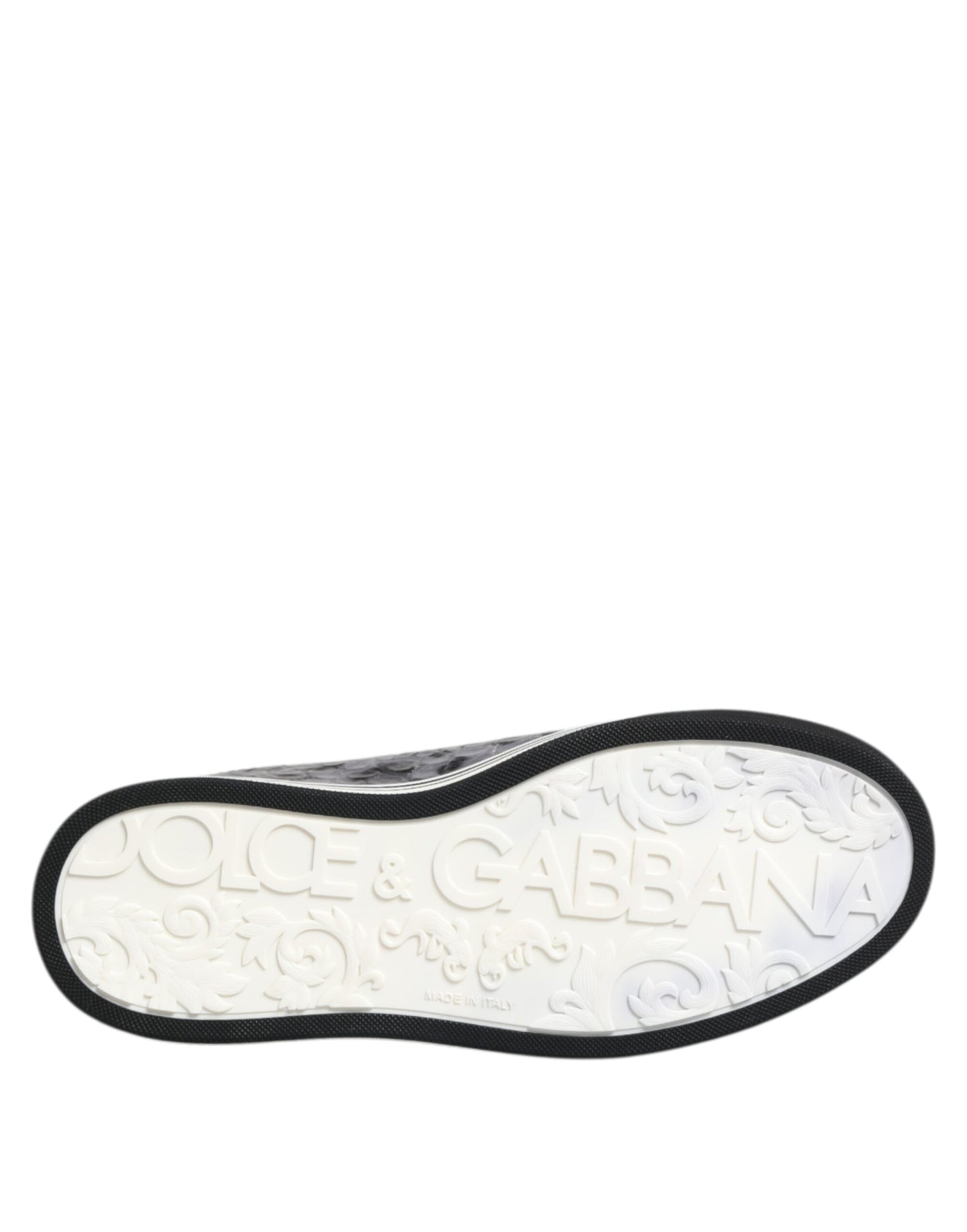 حذاء سنيكرز دولتشي آند غابانا رمادي من الجلد بنقشة جلد الفهد، منخفض الرقبة