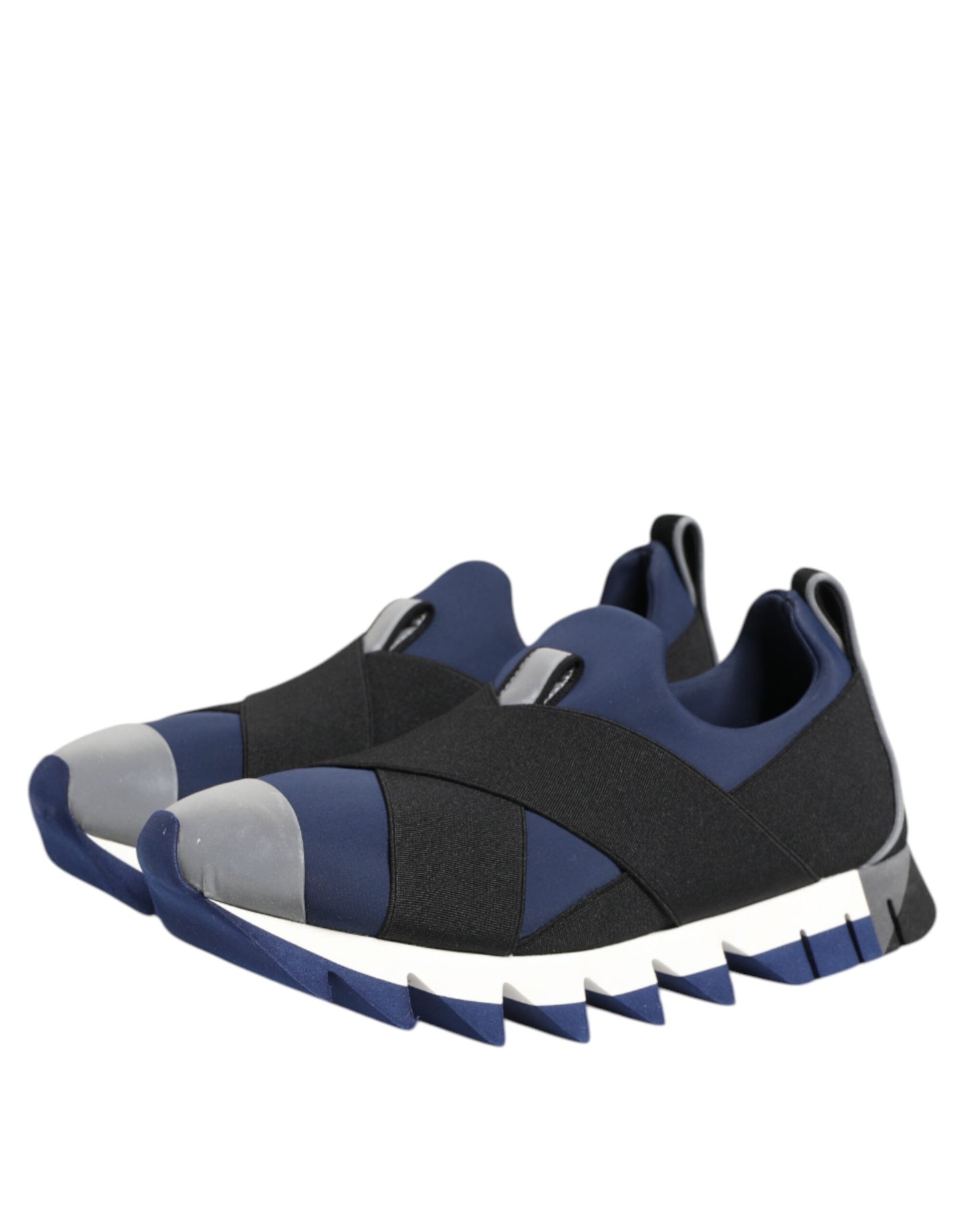 Dolce &amp; Gabbana Blau Schwarz Slip On Low Top Herren Sneakers Schuhe