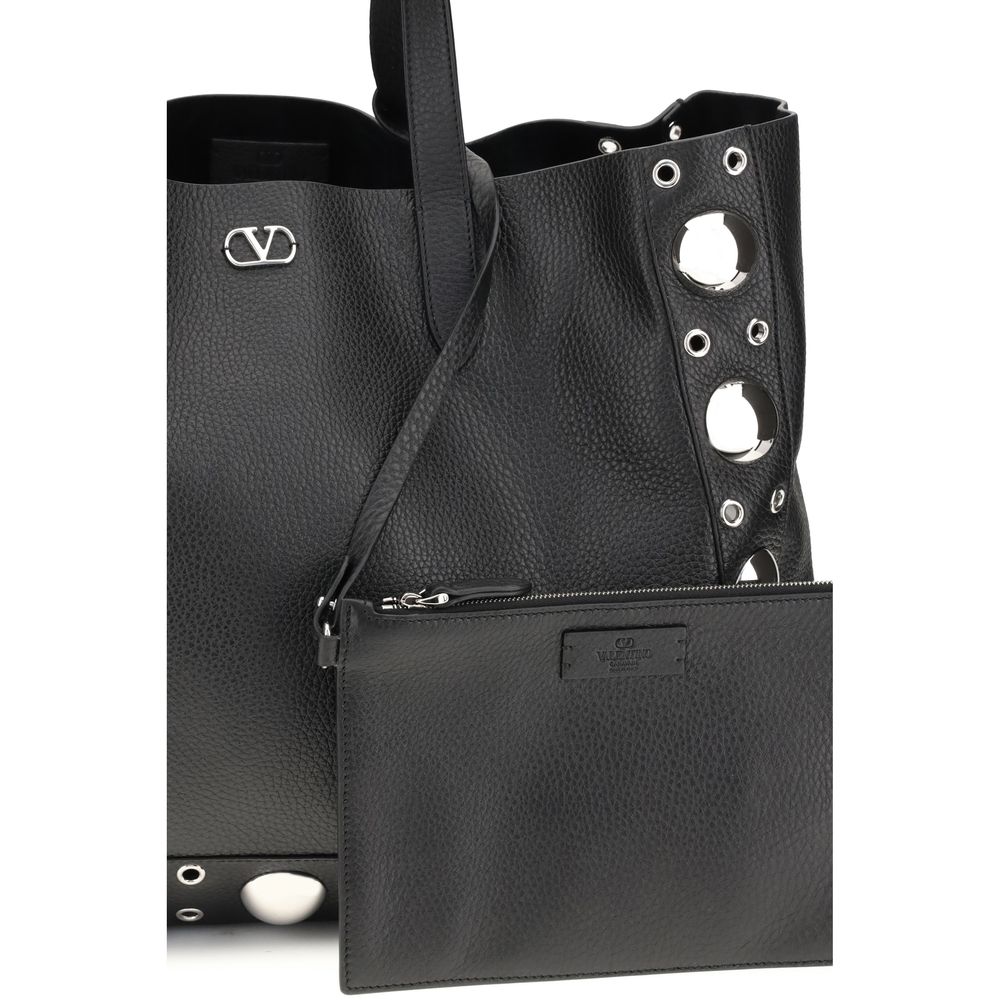 Valentino Garavani Schultertasche aus schwarzem Kalbsleder (Bos Taurus)