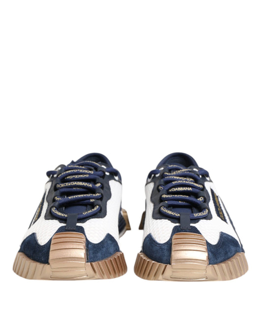 حذاء سنيكرز رجالي من دولتشي آند غابانا أزرق وأبيض منخفض الرقبة NS1