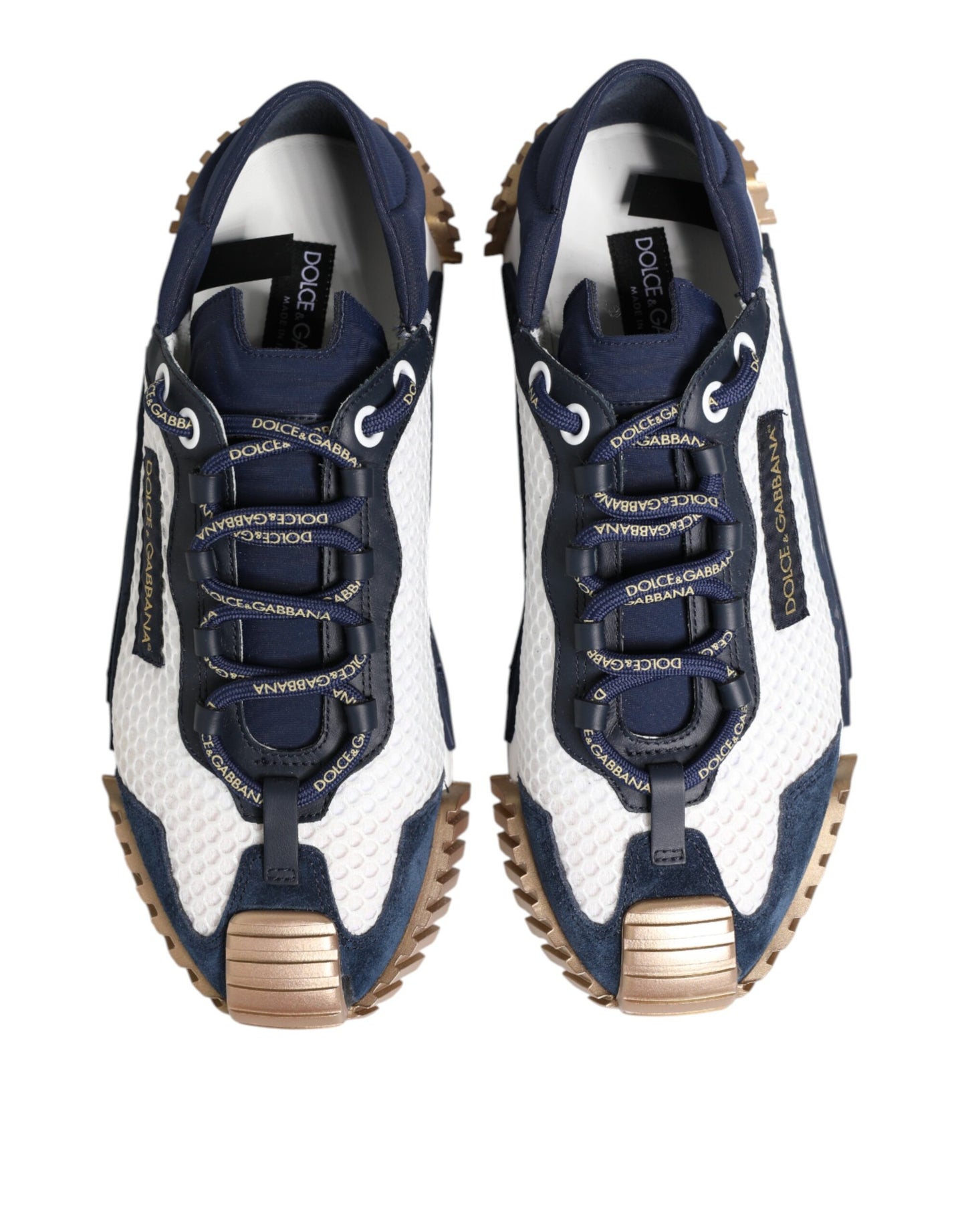 Dolce &amp; Gabbana Blau Weiß Low Top NS1 Männer Sneakers Schuhe