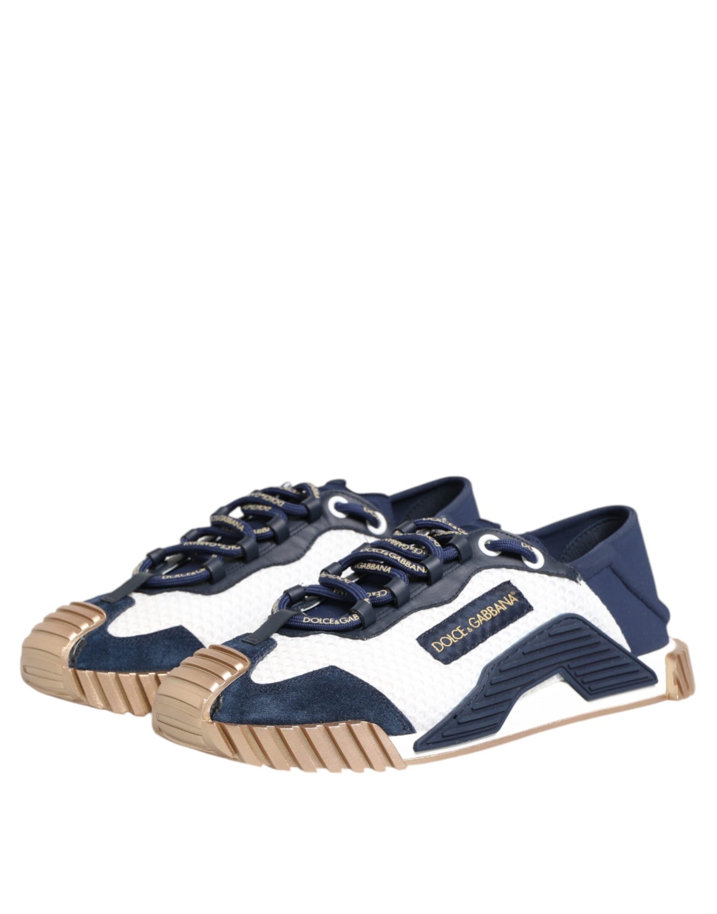 Dolce &amp; Gabbana Blau Weiß Low Top NS1 Männer Sneakers Schuhe