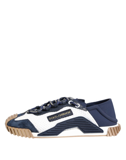 Dolce &amp; Gabbana Blau Weiß Low Top NS1 Männer Sneakers Schuhe