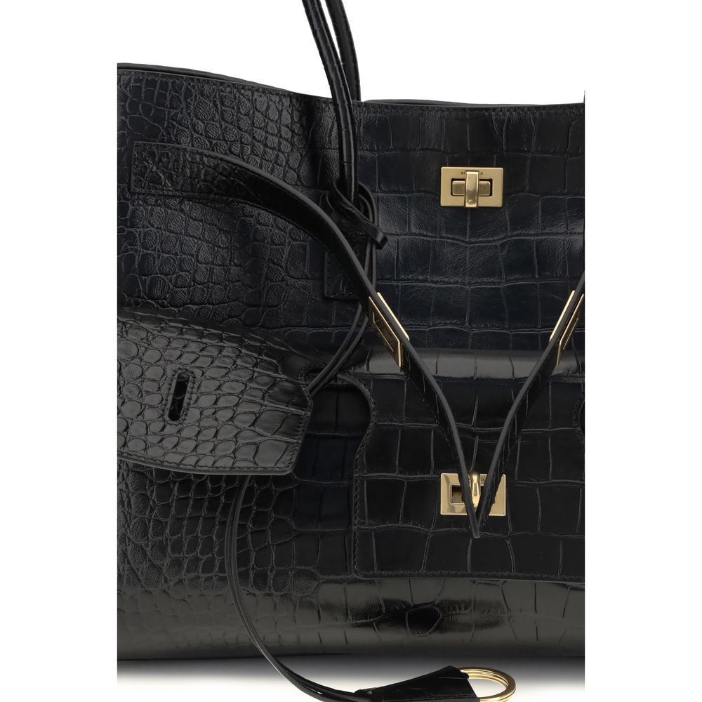 Balenciaga Schultertasche aus schwarzem Kalbsleder Bos Taurus
