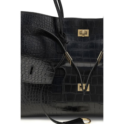 Balenciaga Schultertasche aus schwarzem Kalbsleder Bos Taurus